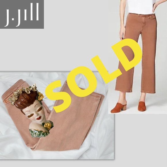 J. Jill Wide Leg Crop Denim Pants Cinnamon Henna Fall Winter Spring MidRise - Picture 1 of 11